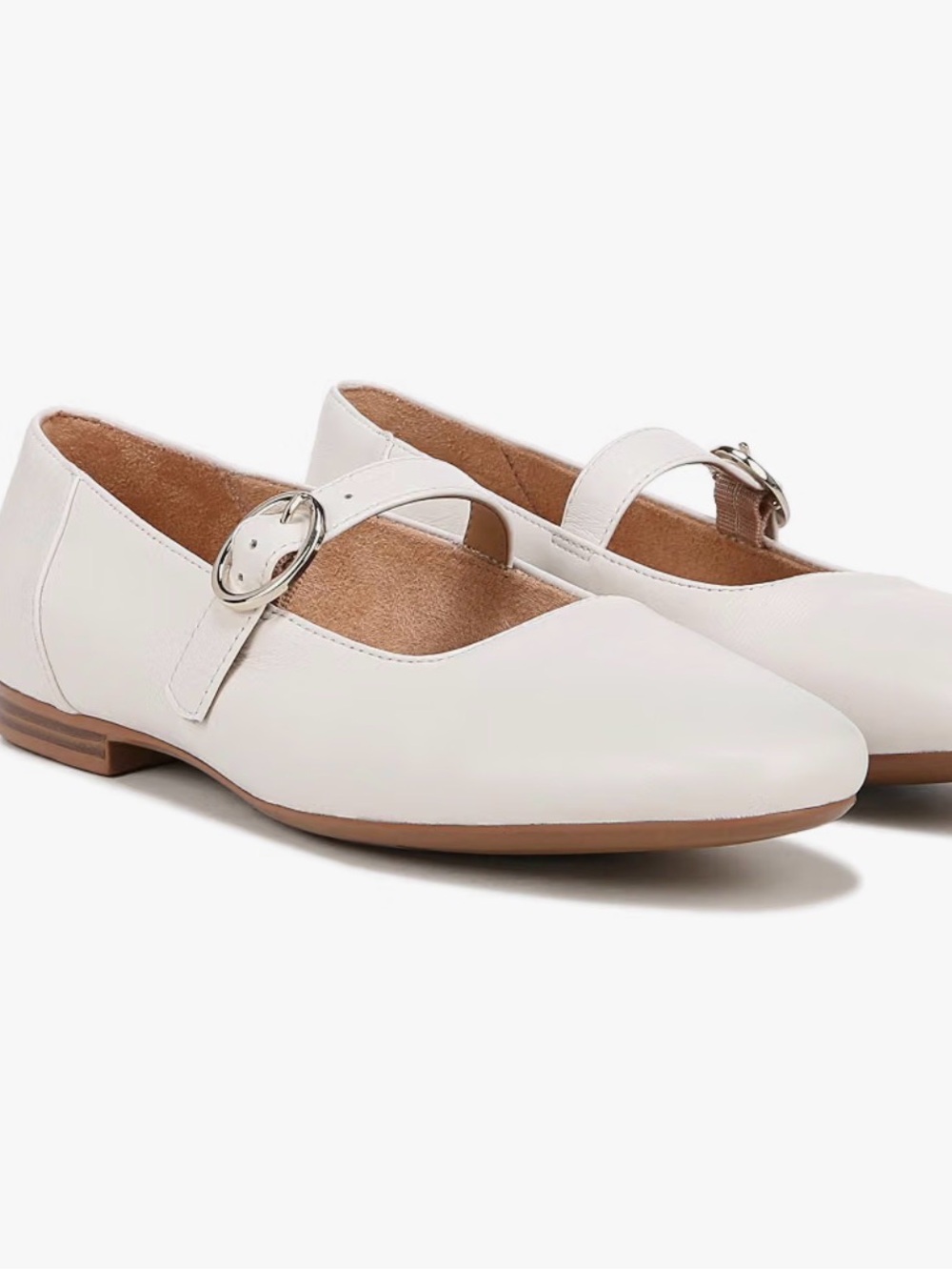 Naturalized Women’s White Mary Jane Flats with Buckle Strap